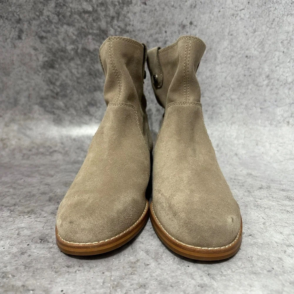 Arturo Chiang Blazen Ankle Bootie Women 7.5 Tan Suede Slouchy Flat Heel Boots